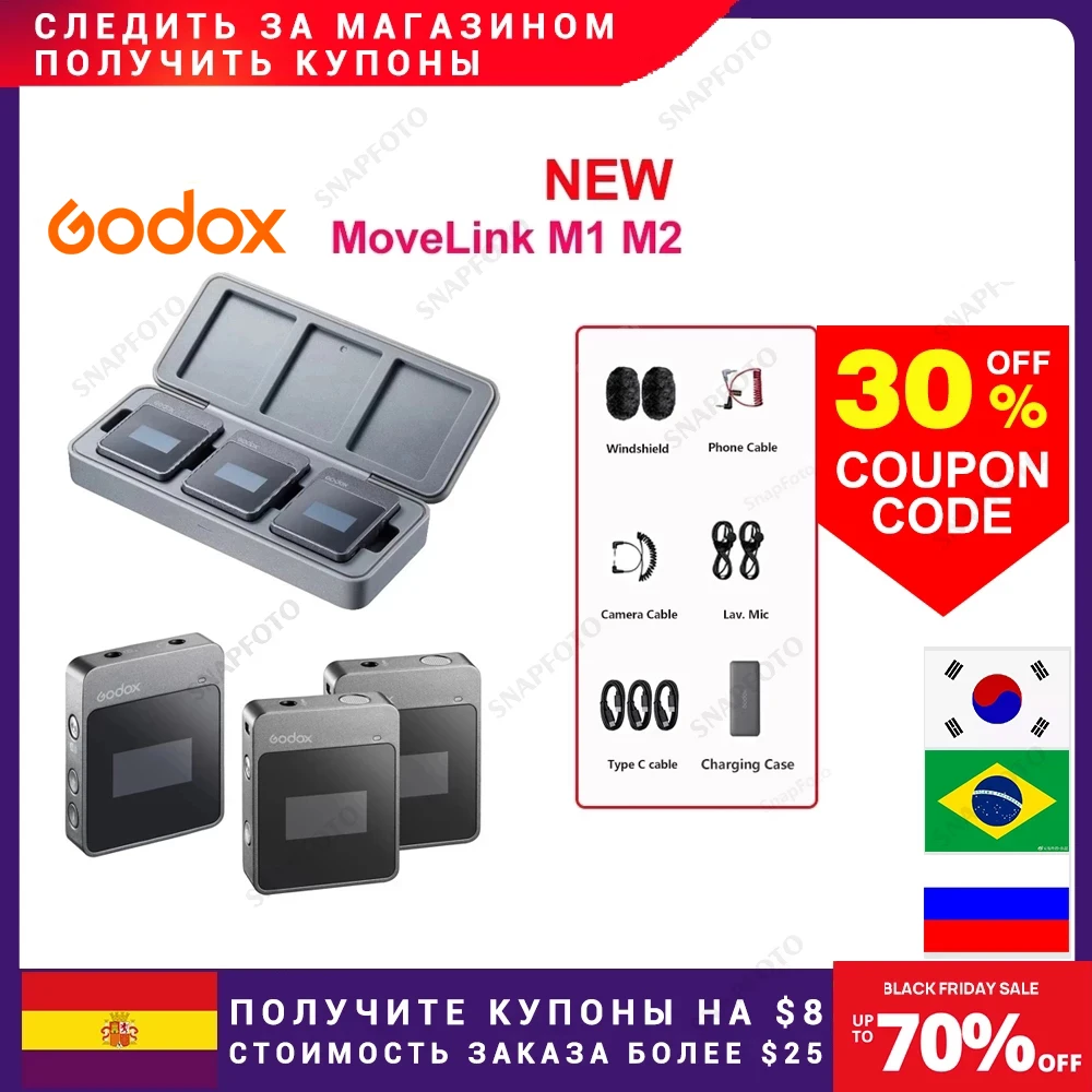 Godox MoveLink 2.4G MoveLink M2 M1 Microphone Transmitter/ Receiver Wireless Lavalier Mic for Phone DSLR vs Comica BoomX SYNCO