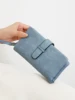 Retro Women's Triple Fold Long Wallet Minimalist with Wrist Strap Multi Card Slot Hand Wallet 4