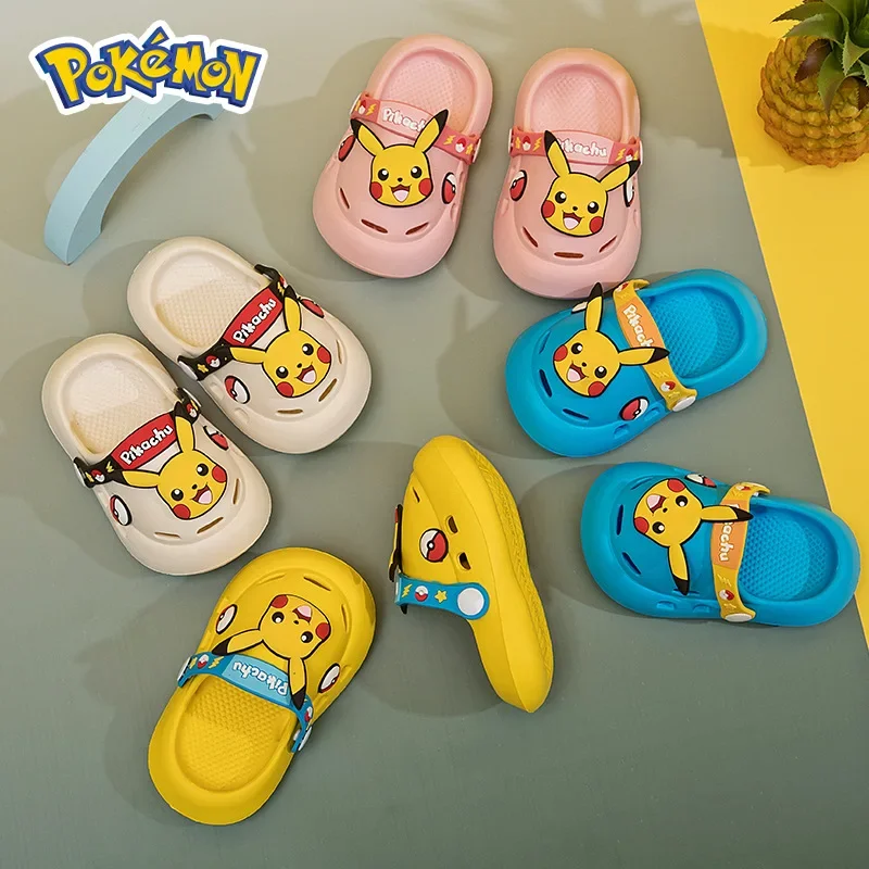

Pokemon Hole Shoes Anime Pikachu Summer Slippers Non-slip Children's Slippers Indoor Cartoon Cute Beach Shoes Sandals Kids Gift