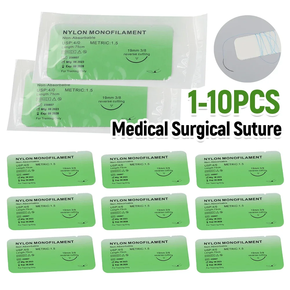 10-100Pcs 4/0 Medical Surgical Suture Nylon Silk Polypropylene Polyester Monofilament Thread Suture Suture Teaching Exercises