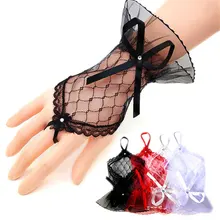 

Lace Fingerless White Gloves Beautiful See Through Bowknot Bride Party Gloves 1 Pairs Solid Color Short Gloves Vintage Soft