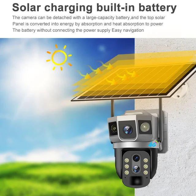 12MP 6K Solar 4G IP Camera CCTV Solar Camera HD10x Optical Zoom PTZ Auto Tracking Color Night Vision Wireless Security Protectio 2