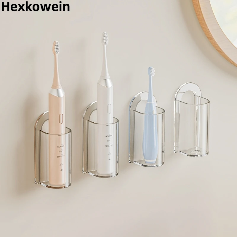 Self Adhesive Electric Toothbrush Holder Punch-Free Wall Mount Tooth Brush Rack Bathroom Organizer Holder Toothbrush Holder Bathroom Storage Rack Wall Mounted Storage Hook