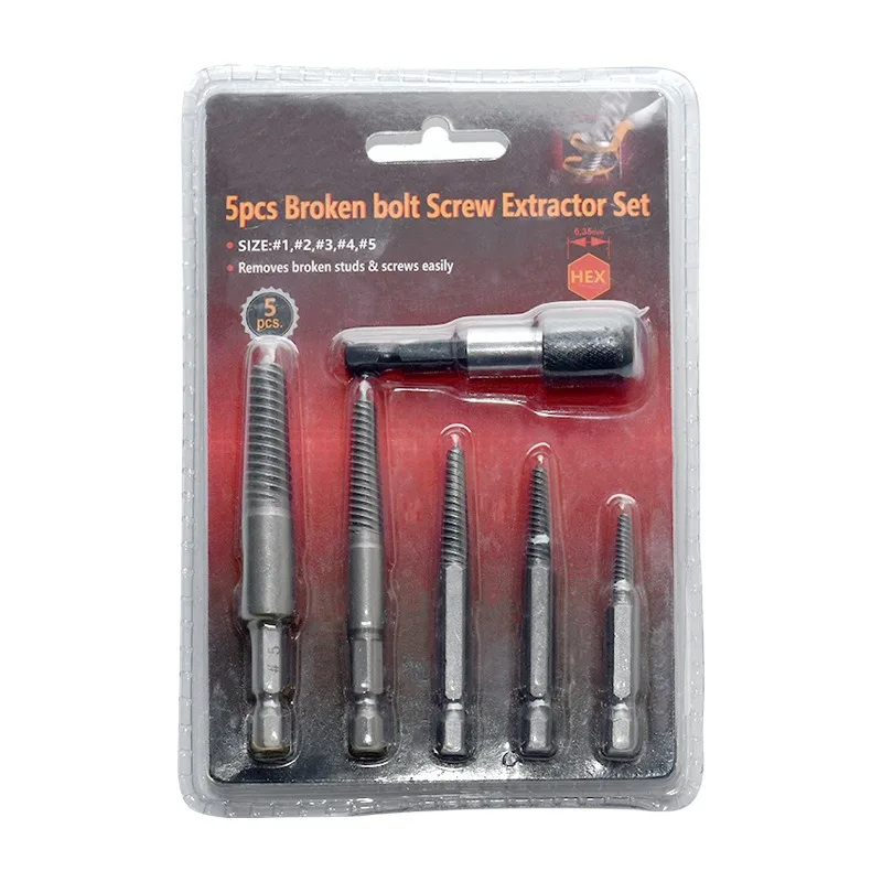 Hexagon Handle Break Wire Extractor Hand Drill Sliding Tooth Screw Removal Tool Set Screw Extractor