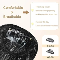 Postiche synthétique inclinée courte marron noir, faux cheveux, Extension à Clip, accessoires pour femmes et filles 2