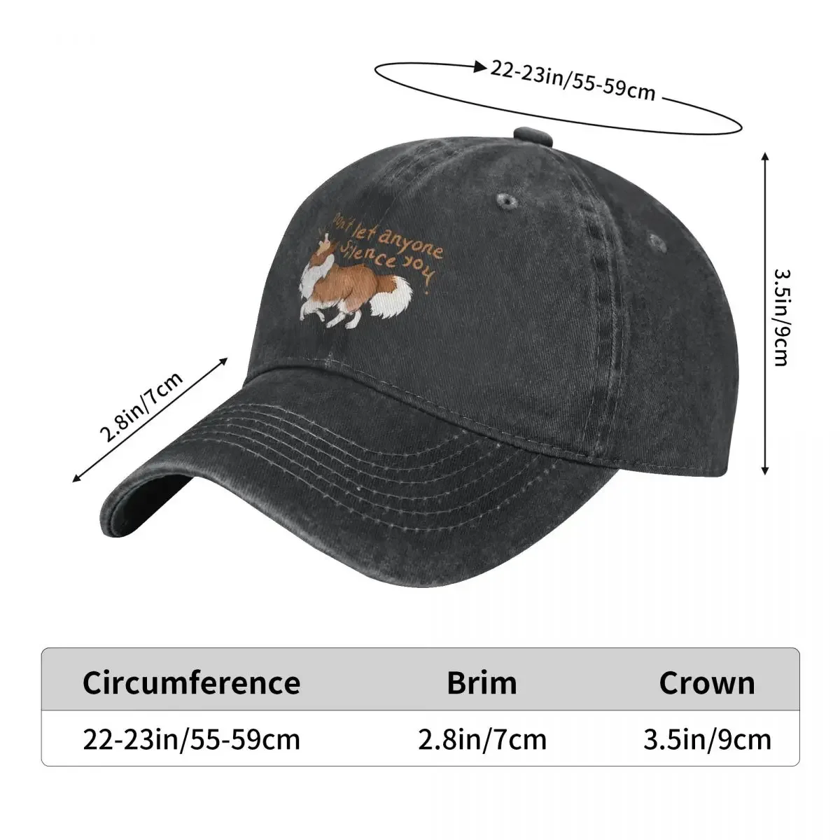 Barking Sheltie Shetland Sheepdog Don't Let Anyone Silence You Baseball Caps Peaked Cap Collie Dog Sun Shade Hats for Men Women