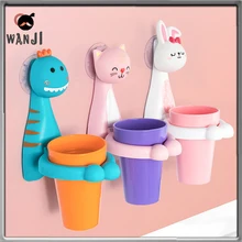 

WANJI Modern Cartoon Toothpaste Holder Anti-fall Portable Children's Toothbrush Cup Plastic Wall Mounted Rack Bathroom Product