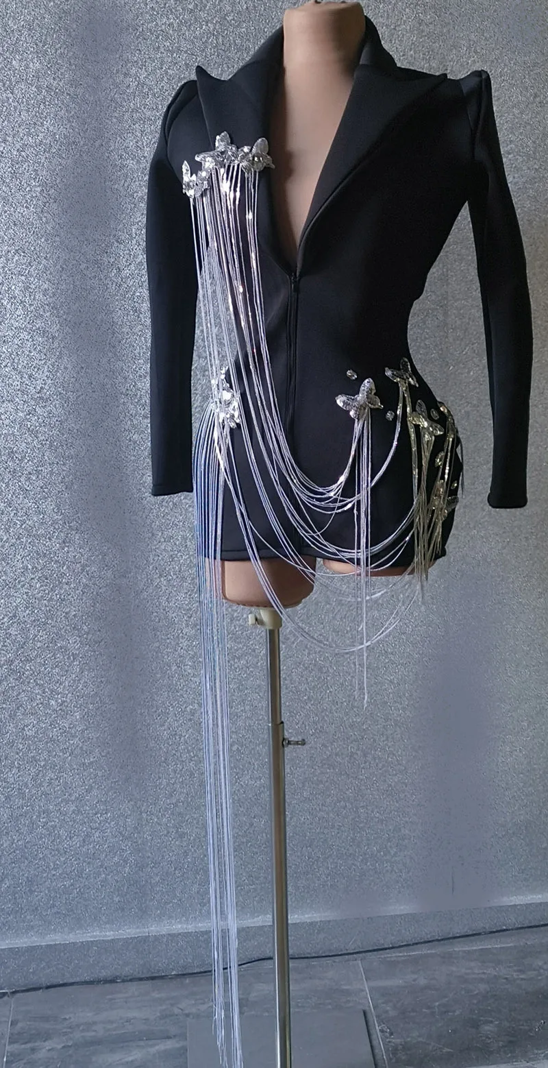 Charming Beaded Show Costume coat 2024 Popular Singer Stage Performance Wear Drag Queen Outfit Clubwear Festival Party Clothing