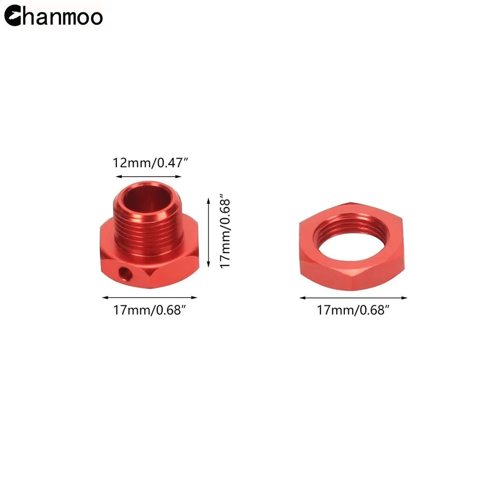 Chanmoo 범용 휠 육각 너트 슬리브 렌치 17mm 금속 도구 육각 커플러 키트 1/8 RC 자동차 트럭 몬스터 트럭 X-Maxx SUMMIT