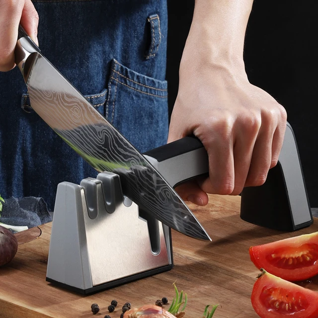 Knife Sharpener 4 in 1 Diamond Coated&Fine Rod Knife Shears and Scissors  Sharpening stone System Stainless Steel Blades