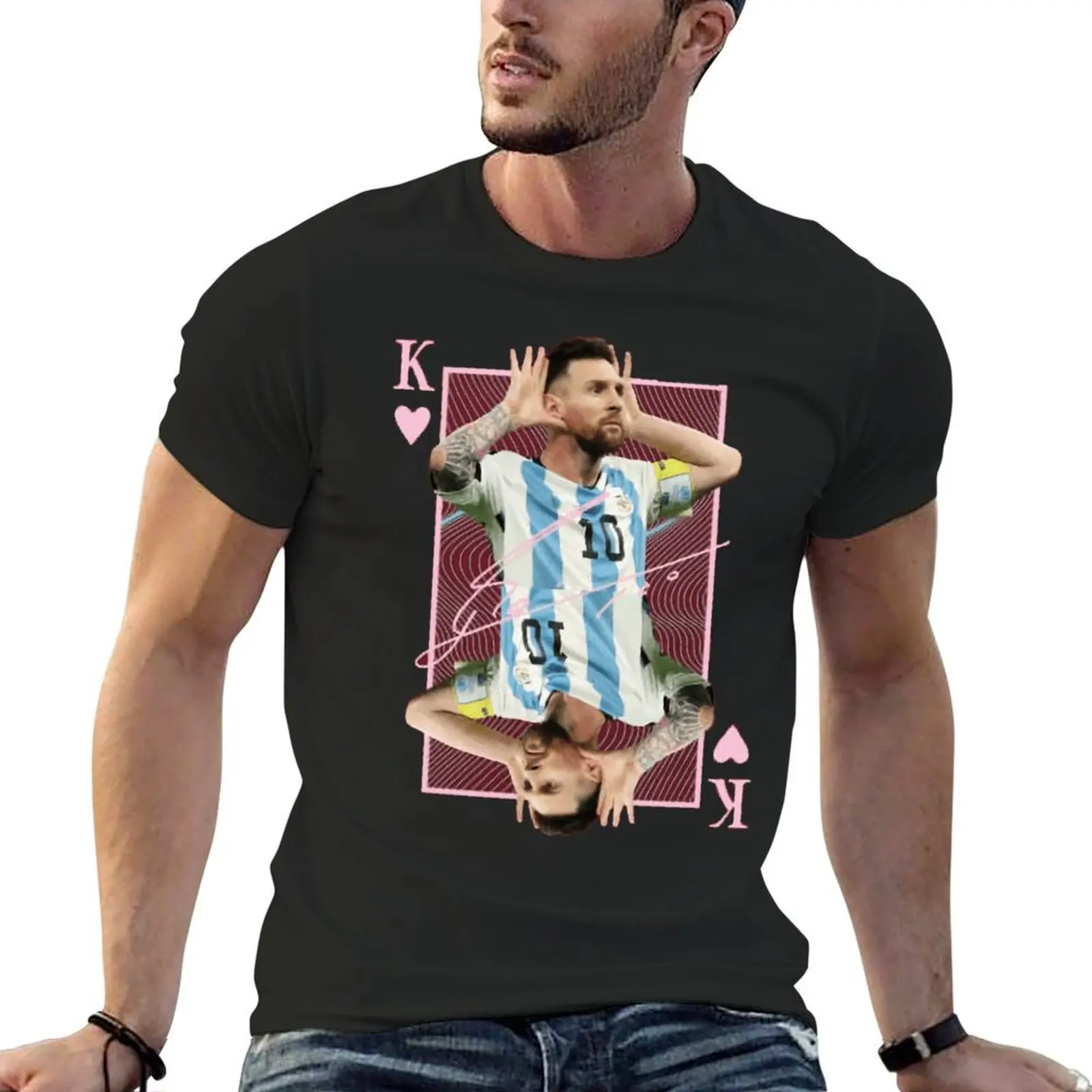 Celebration Gost And Andrros E Messi E Argentina No.10 Capra Caricatura 10 T-Shirt Hipster T-Shirt Fresh Sports Cool Leis