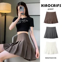 School Uniform Style Shirt Dress Mini Skirt for Women Single Piece Set A- Line Pleated Skirt Spring Summer Autumn Winter