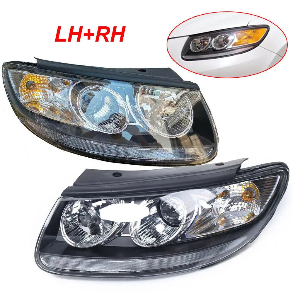 

[1 Pair] Left+Right For Hyundai Santa Fe 2007-2012 Headlight Assembly Halogen Headlamp 6 Pins Car Accessories