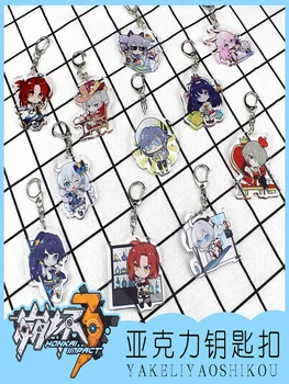 Новые брелки для ключей с персонажами игры Honkai Impact, акриловые двусторонние брелки для ключей с аниме, милый кулон в сумке, декоративные игру...