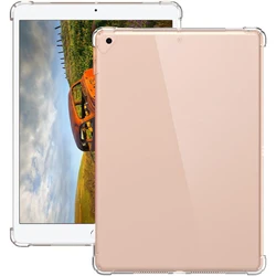 Durable Shockproof Silicone Tablet Case with Flexible Bumper and Clear Transparent Back Cover (For iPad Air 2)