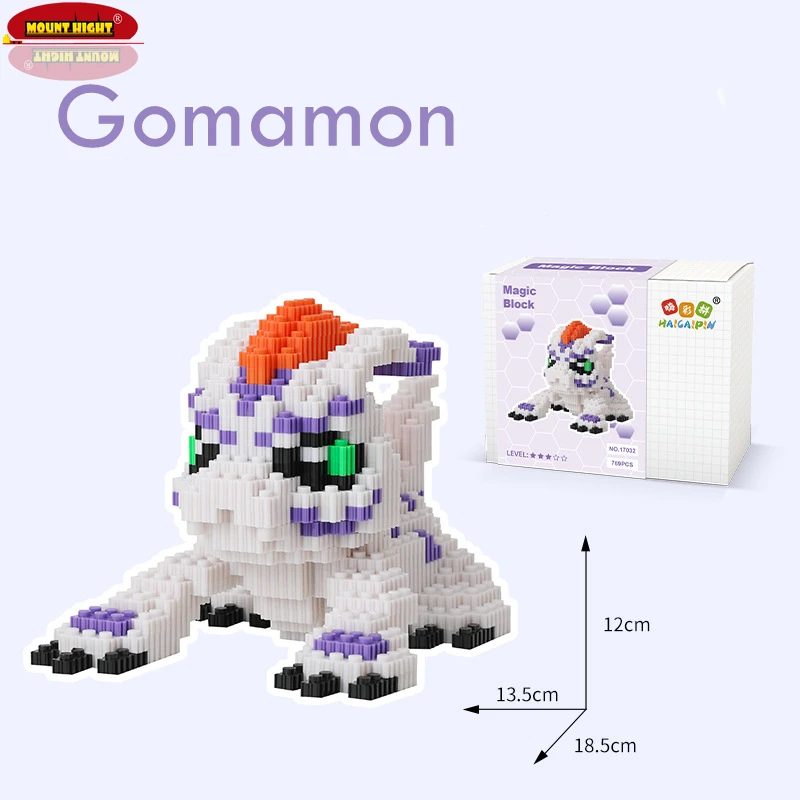 DIY Digimon Small Building Cartoon Agumon Animal Model Education Game Graphics Digital Monster Blocks Kids Gift Educational Toys wooden cubes Blocks