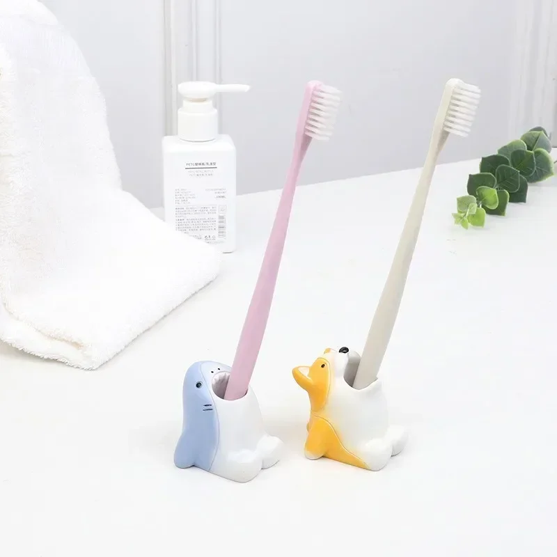 1PC Cute Cartoon Animal Toothbrush Holder Creative Home Decor Bathroom Bathroom Dental Storage Rack Cute Pencil Holder