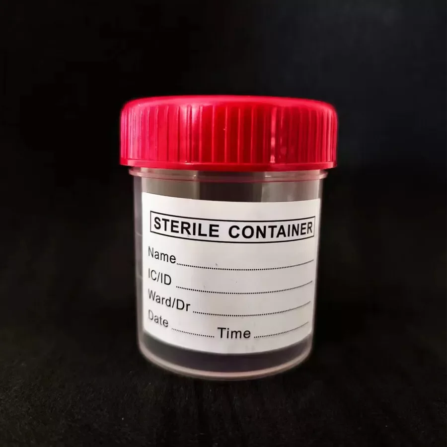 5pcs 60ML Urine Collection Specimen Bottle Sample Top Cup Pot Container Disposable Sampling Sputum Cup with Lid ,scale, Label