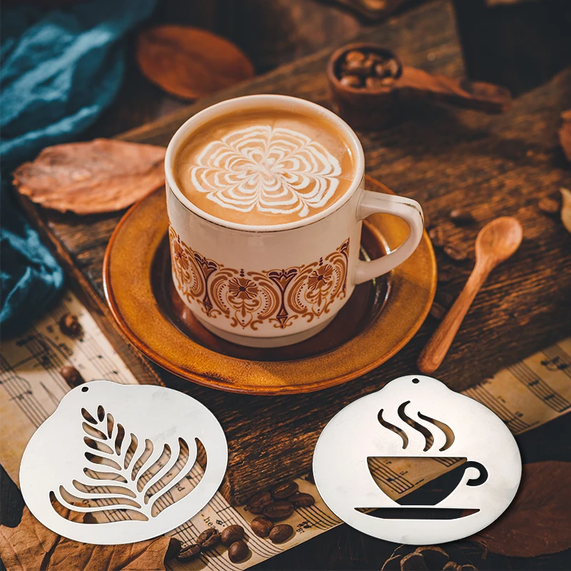 Accessoire Café Créatif Lot 4 Pochoirs Café Acier Inox Doré - Motifs Cappuccino Latte Art, Déco Gâteaux & Boissons, Réutilisables Accessoire Café Créatif Lot 4 Pochoirs Café Acier Inox Doré - Motifs Cappuccino Latte Art, Déco Gâteaux & Boissons, Réutilisables