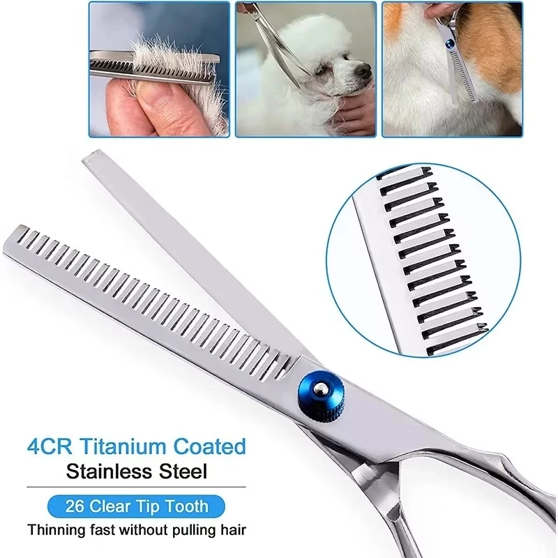 Dog Grooming Scissors New Safty Pet Grooming Scissors Round Head Professional Stainless Steel Scissors for Cutting Dog Hair Pets Shears Animal Cutter