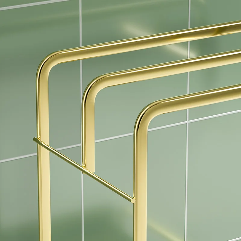 Light luxury style Rag Drain Rack Kitchen Storage Holders Gold Wall Shelf Organizer Metal Double-layer Bracket Delicate Texture