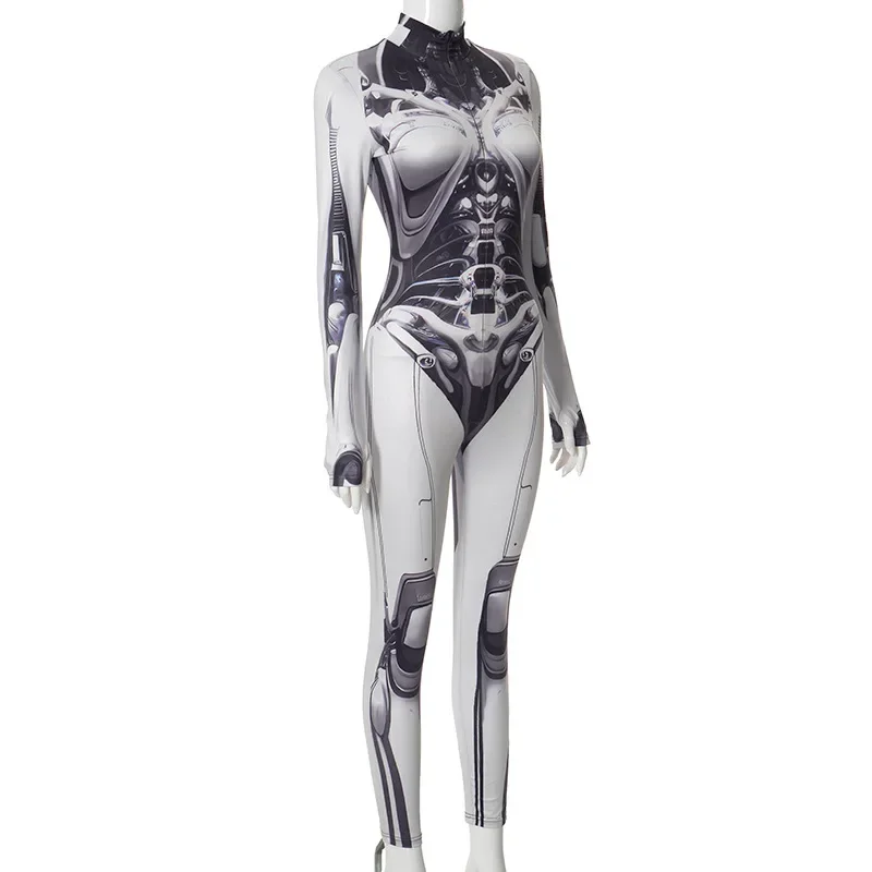 Fashion Mechanical Style Print Jumpsuits For Women One-Piece Semi-High Neckline With Long Sleeves Jumpsuit Women Y2k Jumpsuit 24 Fashion Mechanical Style Print Jumpsuits For Women One-Piece Semi-High Neckline With Long Sleeves Jumpsuit Women Y2k Jumpsuit