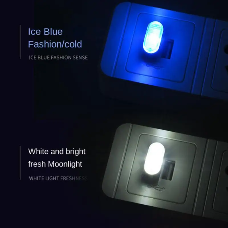 1-5Pcs Car Mini USB LED Atmosphere Lights Car Interior Neon Decorative Lamp Emergency Lighting Universal PC Portable Plug Play