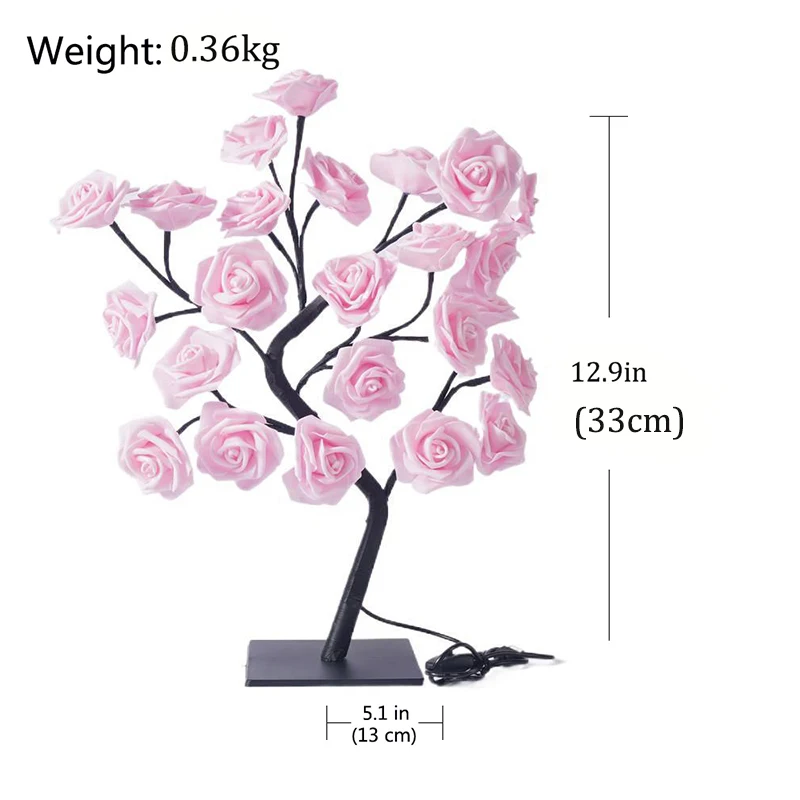 Table Lamp Flower Tree Rose Lamps Fairy Desk Night Lights USB Operated Gifts for Wedding Valentine Christmas Decoration
