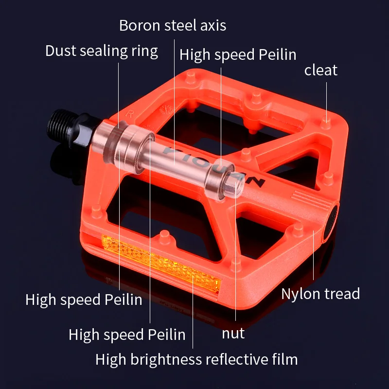 Pedali bici Cuscinetto in nylon Pedali piatti antiscivolo da 9/16" Pedali da ciclismo leggeri e larghi con piattaforma piatta per bici elettrica BMX Road MTB - immagine 4