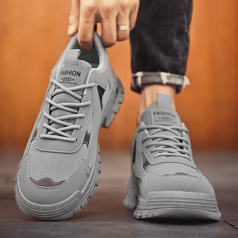 2023 Outdoor Shoes for Men Mesh Men's Vulcanize Shoes Breathable Male Sneakers Lace Up Platform Mixed Colors Men's Casual Shoes