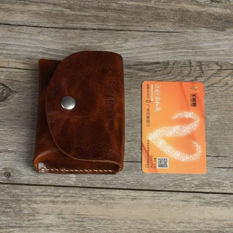 Handwork Vintage Leather Coin Purse Genuine Leather Minimalist Coin Case Men Mini Pouch Card Cowhide coin purse coin purse wallet