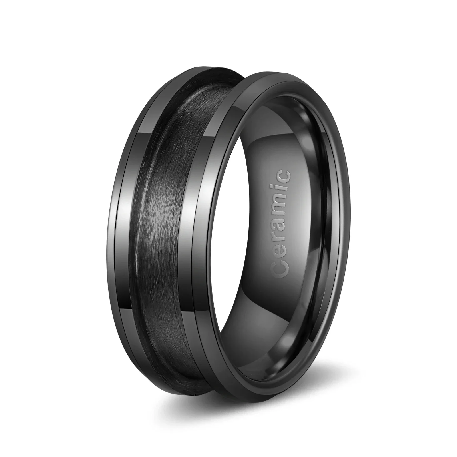 8mm Black White Ceramic Stainless Steel Titanium Tungsten Ring Core Blank For Inlay