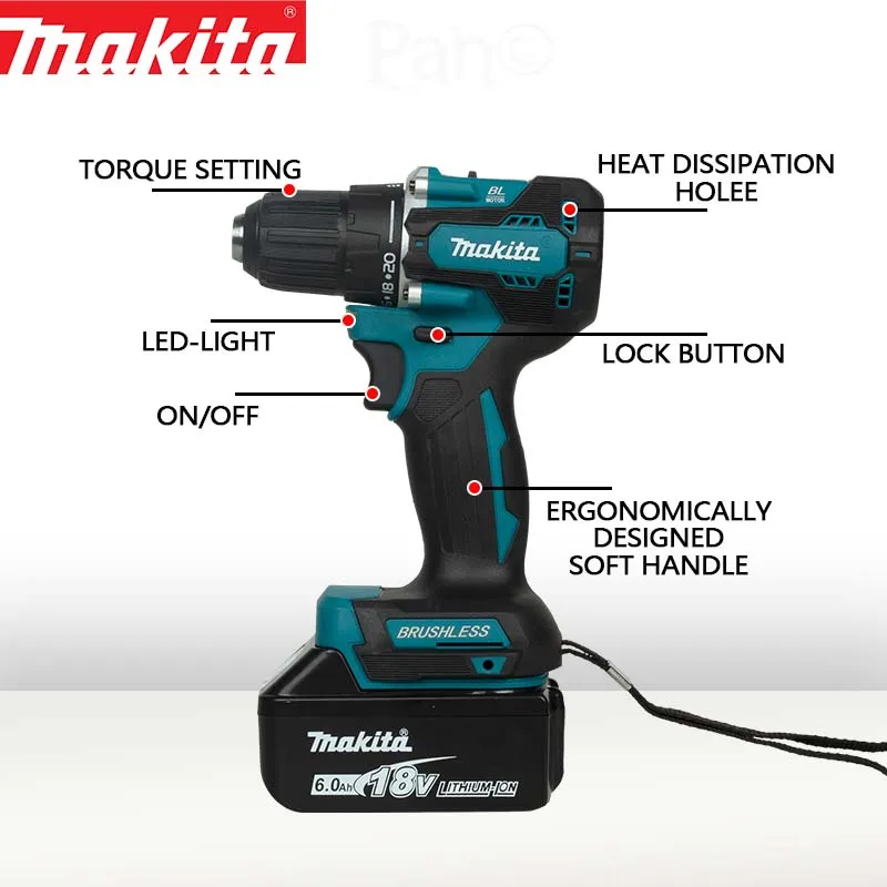 Makita DDF487 10mm brushless 18V lithium rechargeable impact drill, household hand drill, high torque electric screwdriver 5