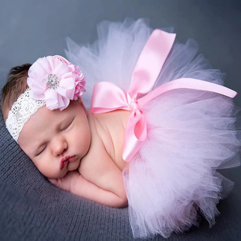 Cute Princess Newborn Photography Props Infant Costume Outfit with Flower Headband Baby Girl Summer Dress best newborn photographers near me