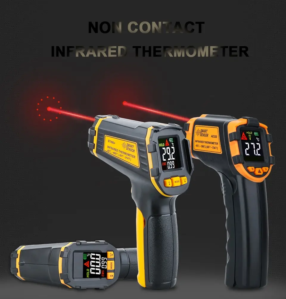 S1d769bdda49549fc92c5d304057115b62 Digital Infrared Thermometer Laser Temperature Meter Non-contact Pyrometer Imager Hygrometer IR Termometro Color LCD Light Alarm Mallzona