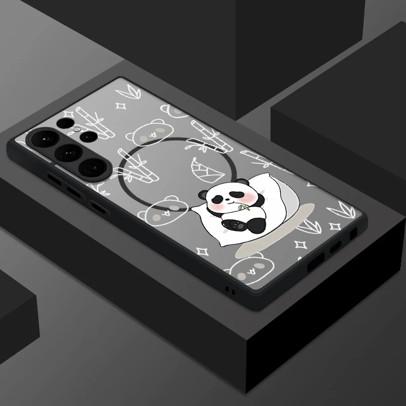 Magnetic Cute Panda Matte Phone Cover
