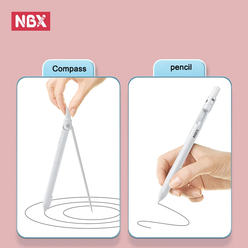 NBX Compass Pencil School Drawing Compasses Boussole Math Geometry Tools Mechanical Pencil Drafting Supplies School Supplies drawing compass