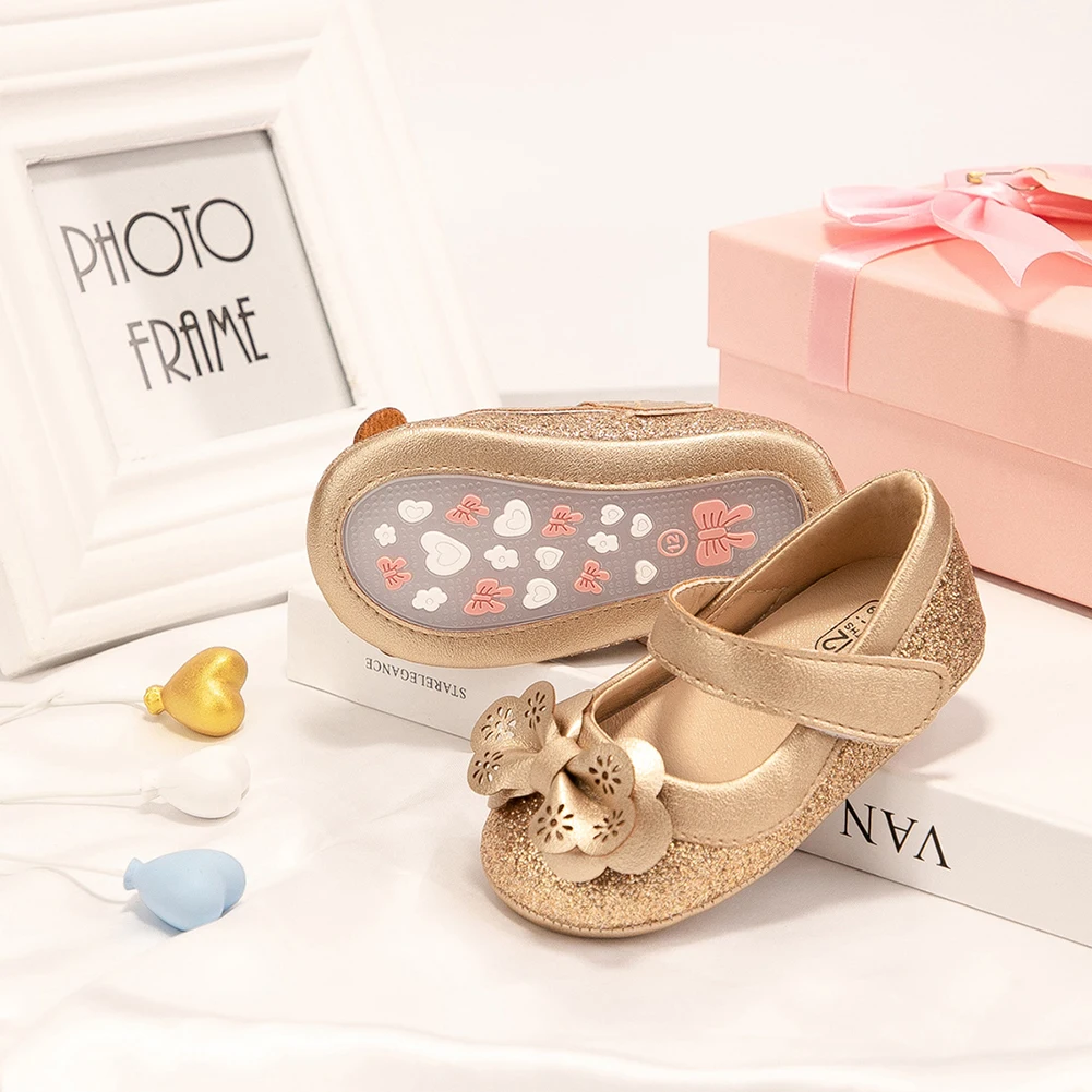 Newborn Baby Baptism Walking Shoes Golden Elegant And Noble Gold Princess Shoes Comfortable Soft Soles Non-slip Walking Shoes 3