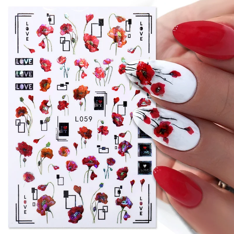 Autocollant 3D amovible en vinyle rose, fleur de c... – Grandado