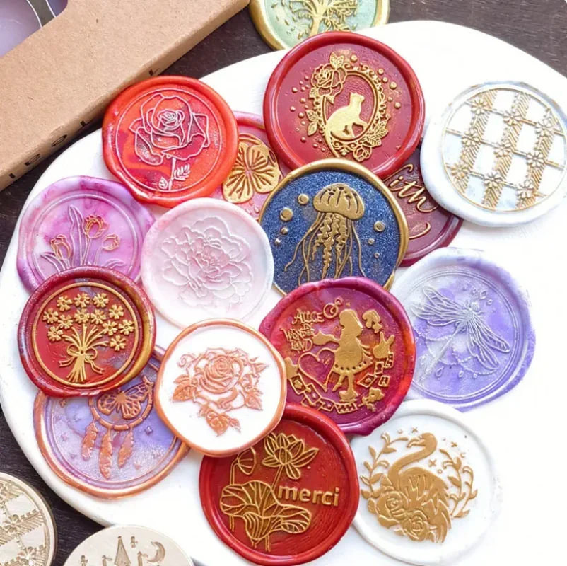 

Jellyfish Starfish Butterfly Star Cat Snowflake Deer Dragonfly Unicorn Wax Seal Brass Stamp Head Sealing Stamp Head Can Custom