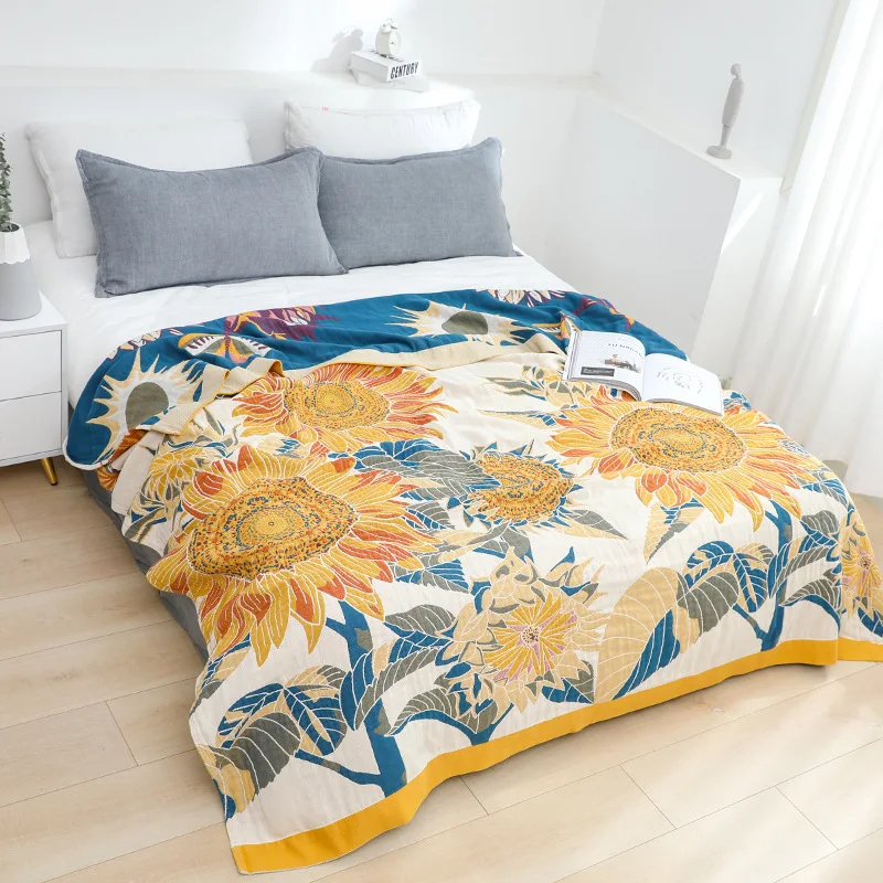 

Sofa Cover Sunflower Cotton toweling coverlet Travel Breathable Chic Large Throw Blanket High quality Nap Living Room