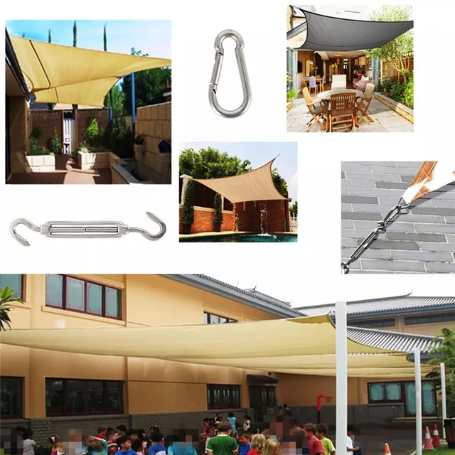5 Mm -Es Árnyalatú Vitorla Előtető Tartozék 304 Rozsdamentes Acél Hardverkészlet 22Db/Beállított Turnbuckle Pad Eye Carabiner Clip Hook Csavarok Ezüst - Image 4
