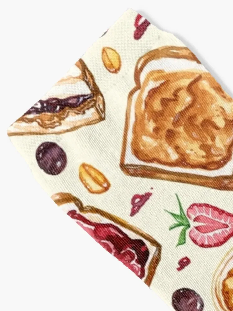 Peanut Butter and Jelly Watercolor Socks Non-slip christmas gift tennis floor Socks Men Women's