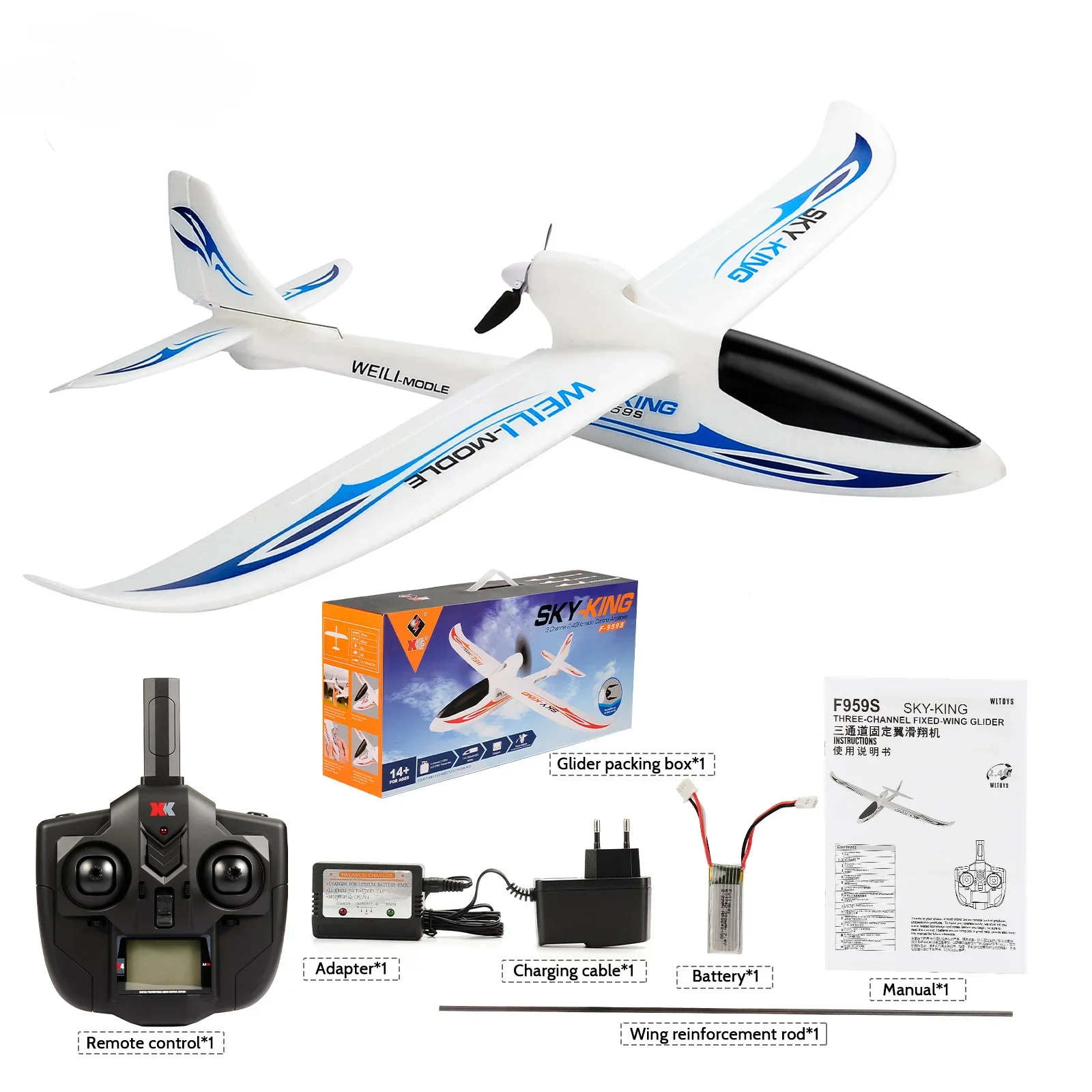 

RC Plane F959S 2.4G 3CH 6-Axis Gyro Remote Control Plane Aircraft Fixed Wingspan RTF RC Airplane Outdoor Toys For Boys Gifts