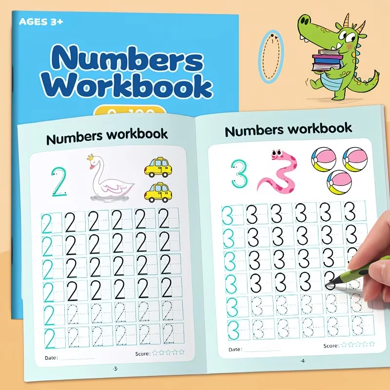 48-Page Children's Exercise Book with Tracing Pages for Numbers 0-100 - Interactive Learning Activities, Home School - Develops Hand-Eye Coordination and Math Skills, Pen Control Writing Practice
