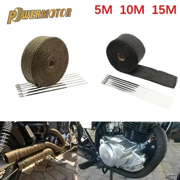รถจักรยานยนต์ไอเสียเทปความร้อนกีฬา Muffler Wrap 5 ซม.5M 10M 15M ป้องกันความร้อนทนความร้อนสแตนเลส TIES Dirt BIKE รถ 1