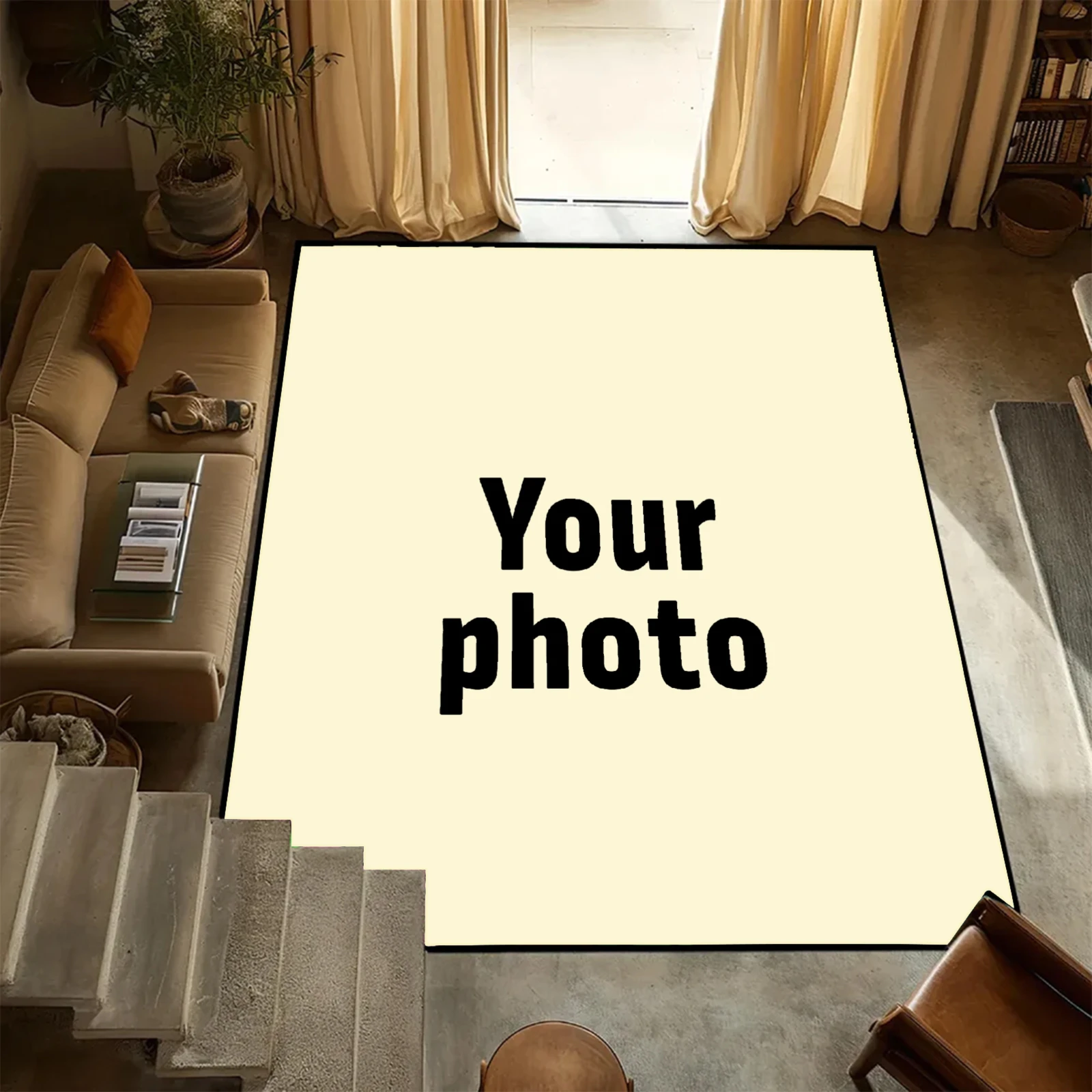 Custom Photo Text Area Mat Carpet Rug Printed Rectangle Rugs for Adult Yoga Living Room Decorative Personalized Entrance Doormat