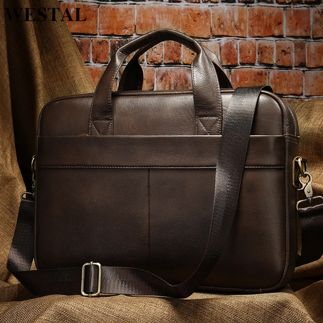 Mens Genuine Leather Laptop Bag  Leather Briefcase Bags Men - Genuine Leather  Men - Aliexpress