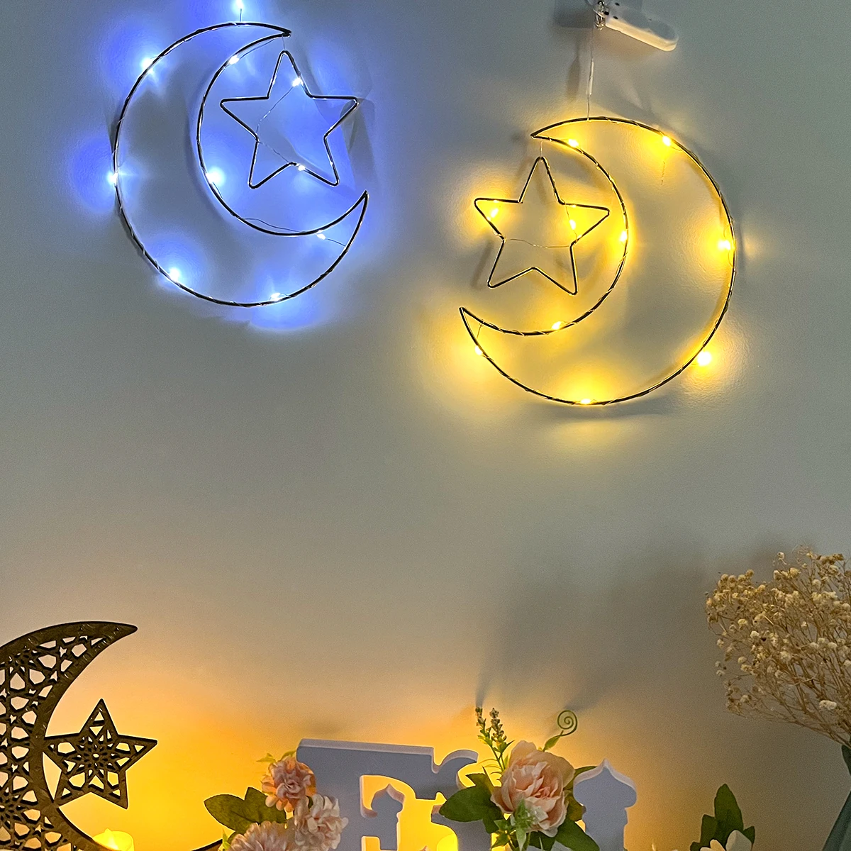 

Лунная звезда, подвесная Рамка для дома, мусульманская лампа, аксессуары для телефона, Рамадан, кареем, ИД, Адха