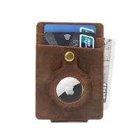 100% Genuine Leather Cash Clip Wallet with AirTag Wallet for Men Mens Wallet with Cash Clip with AirTag Holder for Air Tag 1